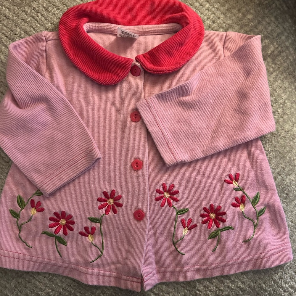 Vintage Girls Coat Top Button Up embroidered Premier Baby 12M